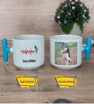 Kişiye Özel Sekreter Kupa Bardak Fotoğraflı T Mavi Kulplu Sekretere Hediye