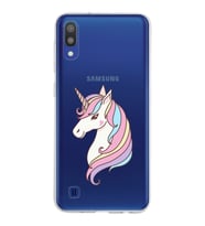 Samsung Galaxy M10 Kapak Unicorn Tasarımlı Şeffaf Silikon Kılıf