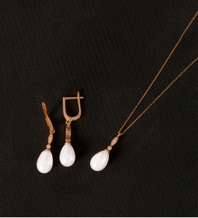 925 Ayar Gümüş Elegance Damla İnci Set (Rose)
