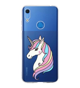 Huawei Y6s 2019 Uyumlu Kapak Unicorn Tasarımlı Şeffaf Silikon Kılıf
