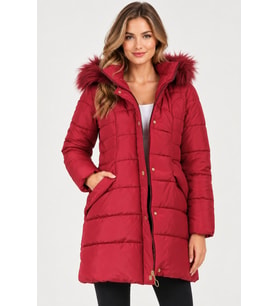 Dewberry Kadın %100 Polyester Kaban Bordo Z9745 Günlük Dış Giyim, Kazak ve Gömlek Kombini, Seyahat Gardırobu