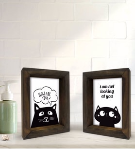 Bk Gift Banyo Dekoratif 2'li Doğal Masif Ahşap Çerçeve 15x20cm-9 (Beyaz)