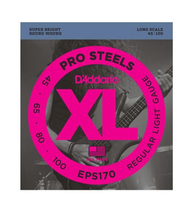 D'Addario EPS170 XL ProSteels Serisi Bas Gitar Tel Seti (Long Scale - 45-100 - Paslanmaz Çelik)