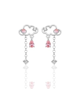Gümüş rodyumlu pembe zirkon taşlı bulut küpe SGTL12347RODAJ