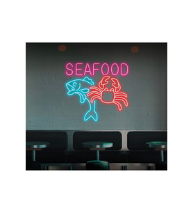 SEAFOOD Yazılı ve Şekilli Neon Tabela