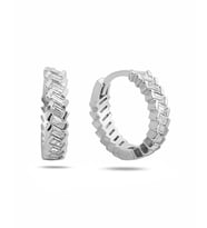 Zirconia Baget Diamond Model Halka Kadın Gümüş Küpe 16 MM