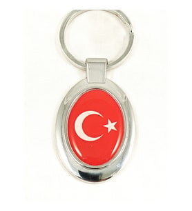 Ay Yıldızlı Kırmızı Oval Metal Anahtarlık
