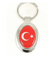 Ay Yıldızlı Kırmızı Oval Metal Anahtarlık