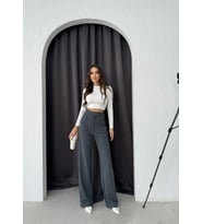 Cırtlı pantolon krep füme pt