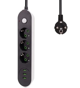 Akım Korumalı Akıllı Grup Priz 3 Lü Ve 3'lü Usb Şarj Portu 2 Metre Uzatma Kablolu