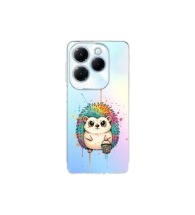 Infinix Hot 40 ile Uyumlu Splash Kirpi Tasarımlı Şeffaf Silikon Kılıf