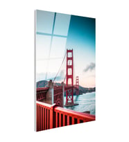 Tamperli Gerçek Cam Tablo San Francisco Kırmızı Asma Köprü Şehir Mimari Tablo Duvar Dekoru