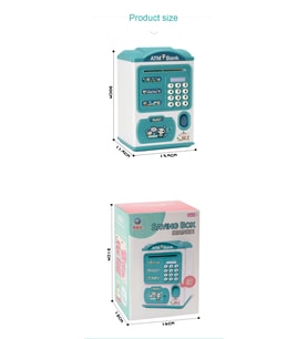 TechTic Kumbara Elektronik Kasa  Dijital Para Biriktirme Kasası Mini Atm Makinesi Şifreli Atm Kumbara Sticker Hediye