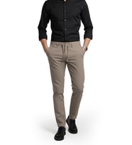 DeepSEA Erkek Bej Likralı Gofre Kumaş Beli Lastikli İpli Slim Fit Günlük Pantolon 2600650