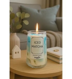 Mumelia Candles Iced Matcha - Doğal Soya Cam Bardak Tasarım Mum