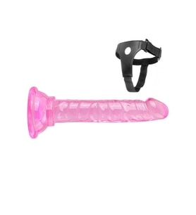 Belden Bağlamalı Takma 13 Cm Kemerli Penis-Pembe