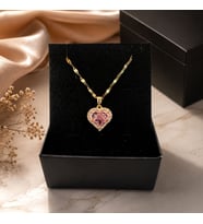 BK Gift Taşlı Kalp Figürlü Zarif Kadın Kolye - Kararma Yapmayan Zarif Çelik Kolye