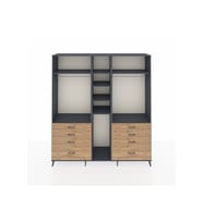 Hyperion Dolap 8 Raflı 8 Çekmeceli 3 Askılı 220x44x243 Antrasit-Antrasit/Çam