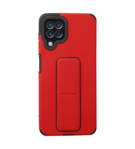 Samsung Galaxy A22 Kılıf Mega Standlı Silikon - Kırmızı