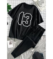 Unisex 13 Baskılı Eşofman Takımı (Siyah)
