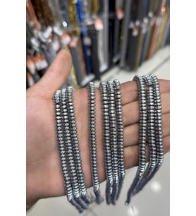 Hematit Taşı Rondela Kesim Parlak Gümüş 6x3mm Doğal Taş Dizi
