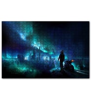 Cakapuzzle Motorcunun Gece Şehir ve Gökyüzü Işıkları Manzarası  Puzzle Yapboz MDF (Ahşap) (120 Parça)