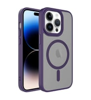Apple iPhone 14 Pro Kılıf Mat Arka Yüzey Zore Flet Magsafe Kılıf (Mor)