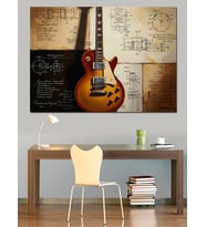 Teknik Çizimli Klasik Elektro Gitar Dekoratif Kanvas - Mdf Ahşap Tablo