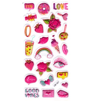 Sticker Kabartmalı Stiker Defter Planlayıcı Etiket (Lde027)-19x9cm - Pembe Donut Çilek