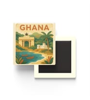 Gana - Ghana - Paper Cut Art - Baskılı Buzdolap Magneti Kare - 9x9 cm