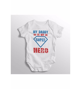 My Daddy Is My Super Hero Yazılı Baskılı Bebek Zıbını