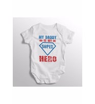 My Daddy Is My Super Hero Yazılı Baskılı Bebek Zıbını