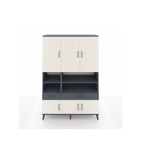 Hyperion Dolap 8 Raflı 2 Çekmeceli 6 Kapaklı 132x44x195 Antrasit-Aytaşı/Antrasit