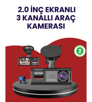 Northcity Üç Kameralı Araç Kamerası Full HD 1080P Ön + Arka + İç Kamera G-Şarjlı Park Yardımcısı