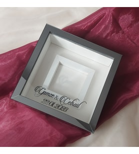 25x25 Cm Fotoğraf Bölümlü Füme Verda Anı Çerçevesi-6 cm Derinlikli Anı Çerçevesi-isim Tarih Hediye(Fotoğraf Hediye)
