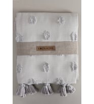 Koza Home Wanda Gri Çift Kişilik Kenar Püsküllü Pike 220x240 5025