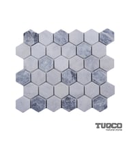 2’’ Hexagon Muğla B - Gümüş Eskitme Mermer Mozaik