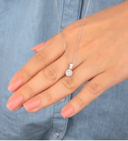 925 Ayar Gümüş Pırlanta Modeli Yuvarlak Kolye