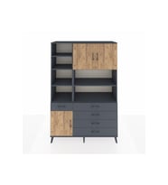 Hyperion Dolap 9 Raflı 5 Çekmeceli 3 Kapaklı 132x44x195 Antrasit-Çam/Antrasit