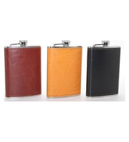 Paslanmaz Çelik Tekli 9 Oz Derili Matara Alk2662