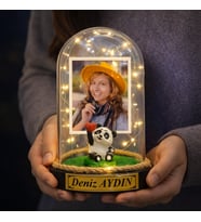 Kişiye Özel Fotoğraflı ve Yazılı LED Işıklı Fanus – Sevgiliye, Eşe, Anneye Özel Dekoratif Hediye R1 (Model 9)