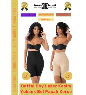 #Korse 2 Beden Küçülten Kaymaz Toparlayıcı Battal Boy Lazer Kesim Yüksek Bel Paçalı Korse 4'lü Set