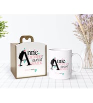 BK Gift Kişiye Özel Ahşap Kutuda Anneler Günü Temalı Anne Demek Hayat Demek Tasarımlı Beyaz Kupa Bardak-1