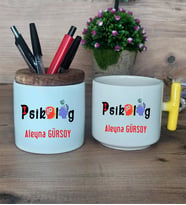 Psikolog Hediye Sepeti Kupa Bardak T Kulplu, Kalemlik Hediyeleri Psikoloğa Hediye (Model 5)