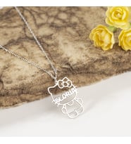 925 Ayar Gümüş Hello Kitty İsimli Kolye Özel Tasarım (Gümüş)