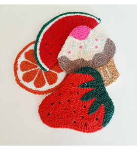 Miknitting, 4lü Meyve Temalı Bardak Altlığı,  4lü takım  Dekoratif bardak altlığı, Punch Bardak altlığı, Elişi Bardak Altlığı, Bardak Altlığı Takımı