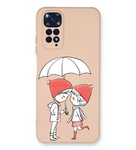 Xiaomi Redmi Note 11s  Uyumlu Lansman Kılıf Aşk Tasarımlı İçi Kadife Kapak-Pudra (Şeffaf)