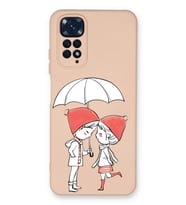 Xiaomi Redmi Note 11s  Uyumlu Lansman Kılıf Aşk Tasarımlı İçi Kadife Kapak-Pudra (Şeffaf)