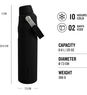 Stanley Aerolight Iceflow Fast Flow İçecek Şişesi, Siyah, 0.60 Litre (Çok Renkli)