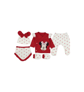 DİAMONDSTAR KIZ 1/3 AY MİNNİE KALPLİ 5 Lİ ZIBIN SET (Kırmızı)